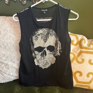 Skull Tank with Lace Back